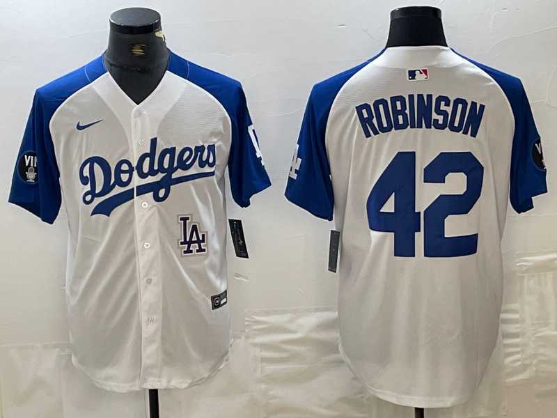 Men's Los Angeles Dodgers #42 Jackie Robinson White Blue Fashion Stitched Cool Base Limited Jersey,We sell and wholesale Men's Los Angeles Dodgers #42 Jackie Robinson White Blue Fashion Stitched Cool Base Limited Jersey on line form chian!